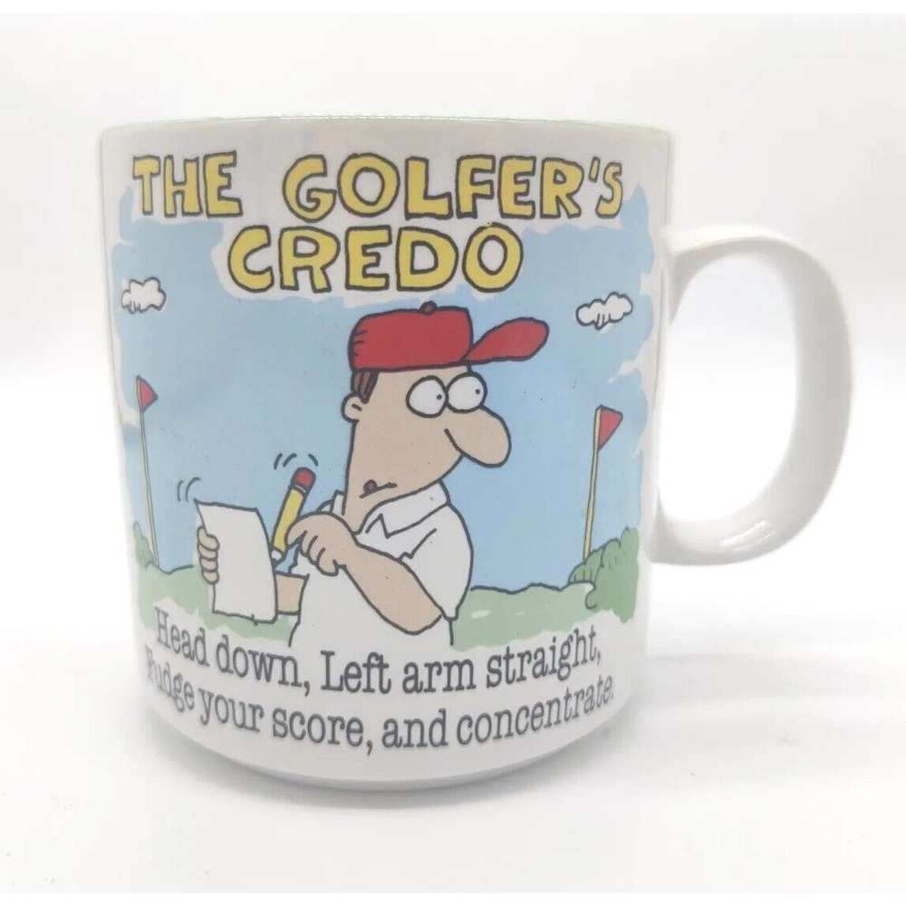 Jim Benton Golfers Credo Cartoon Coffee Tea Mug Cup Funny Vintage Cup Golf Comic